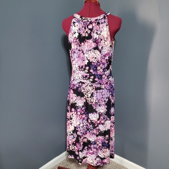 Apt. 9 Purple Pink and Black Floral Midi Dress Size M - Picture 4 of 7